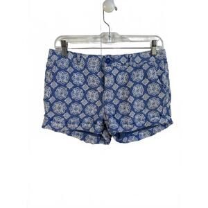 Johnnie b Women's Size 28 Blue & White Floral Embroidered Shorts 2 Inch Inseam
